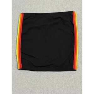 Suzette Collection Skirt Juniors O/S Black‎ Rainbow Stripe Bodycon Stretch Mini